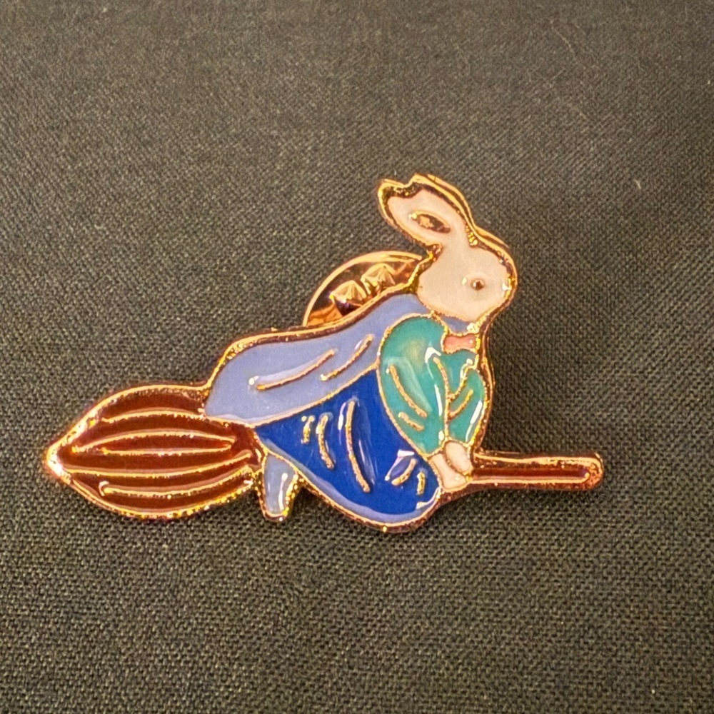 Women’s Accessories Unique Cute Multicolored Rabbit Witch on Broom Enamel Pin